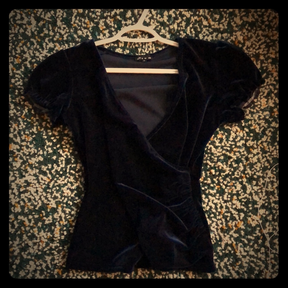 Royal blue velvet shirt